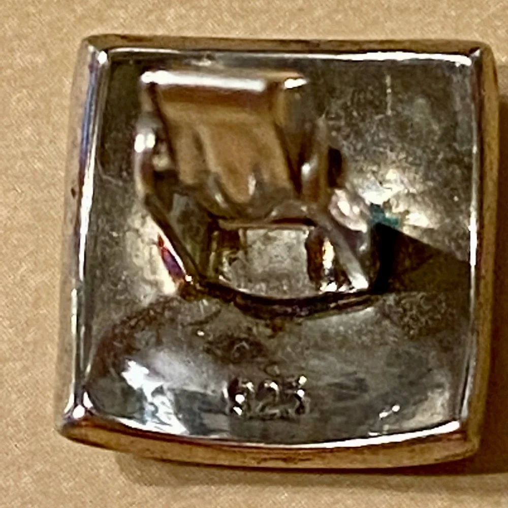 Sterling silver green enamel cuff links
